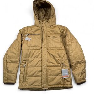 Falls Creek Performance Jacket Mens‎ Medium NWT Insulated Jacket Hood Beige